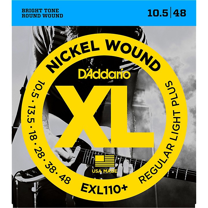 D'Addario EXL110+ Nickel Wound Electric Guitar Strings, Regular Light Plus 10.5-48