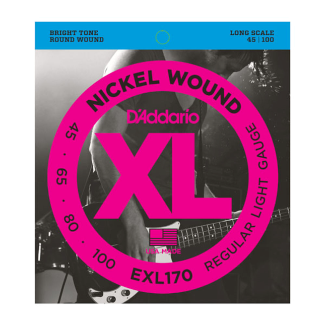 D'Addario EXL170 Nickel Wound Bass Strings, Regular Light 45-100, Long Scale